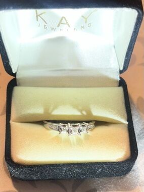 Kay Jewelers Silver Three-Stone Diamond Accent Ring